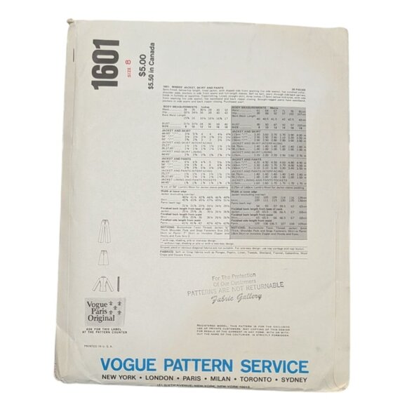 Vintage Vogue Paris Original 1601 Pierre Balmain Pattern Size 8 factory folds - Picture 2 of 10